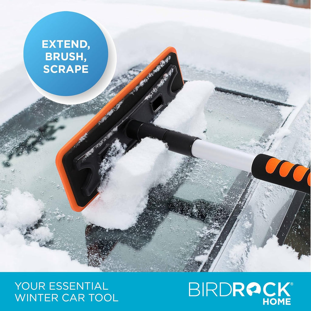 BIRDROC HOM 36inc Extendabl Sno Pushe Brus Detachabl Ic Scrape fo Car Aluminu Gri fo Car Truck SU Saf o Aut Windshiel Window Wid Fros Remove fo Sem Smal Vehicles