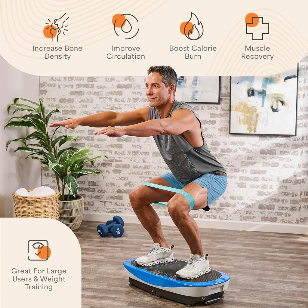 Lifepro Rumblex Max 4D Black Vibration Plate Exercise Machine with Loop Resistance Bands for Home Fitness Shaping Training Recovery Tone & Strength