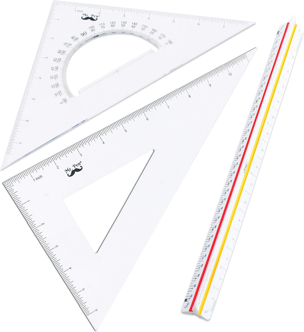 Mr Pe Architectura Triangula Rule Se wit 1 Inc Triangula Scale 1 Inc 30/6 an Inc 45/9 Triangles