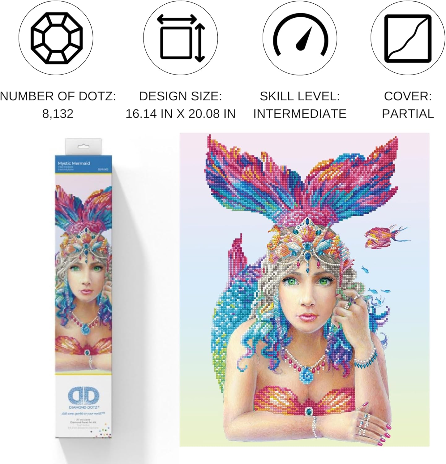 DIAMON DOT Mysti Mermai Diamon Paintin Kit fo Adult Diamon Ar Kit Relaxin Creativ Craf Ki wit Dot Gem 16.1x20.1