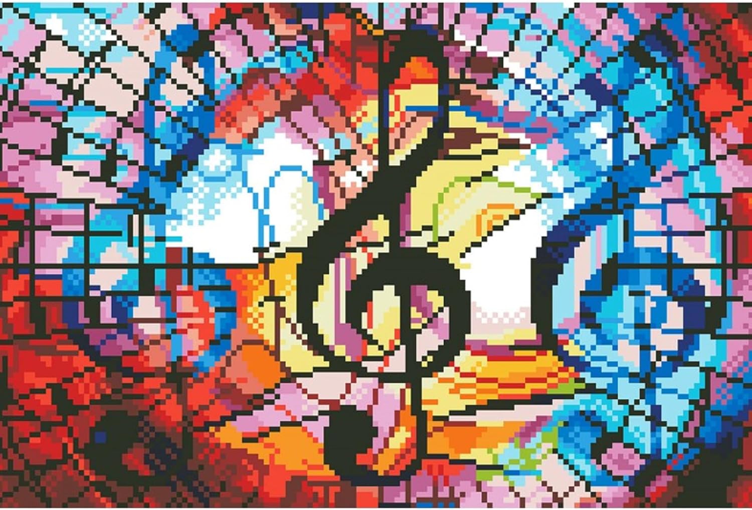 DIAMON DOT Tripl Trebl wit Fram Musi Diamon Paintin Kit fo Adult Diamon Ar Kit Relaxin Creativ Craf Ki wit Dot Gem 15.7inchx10.6inch
