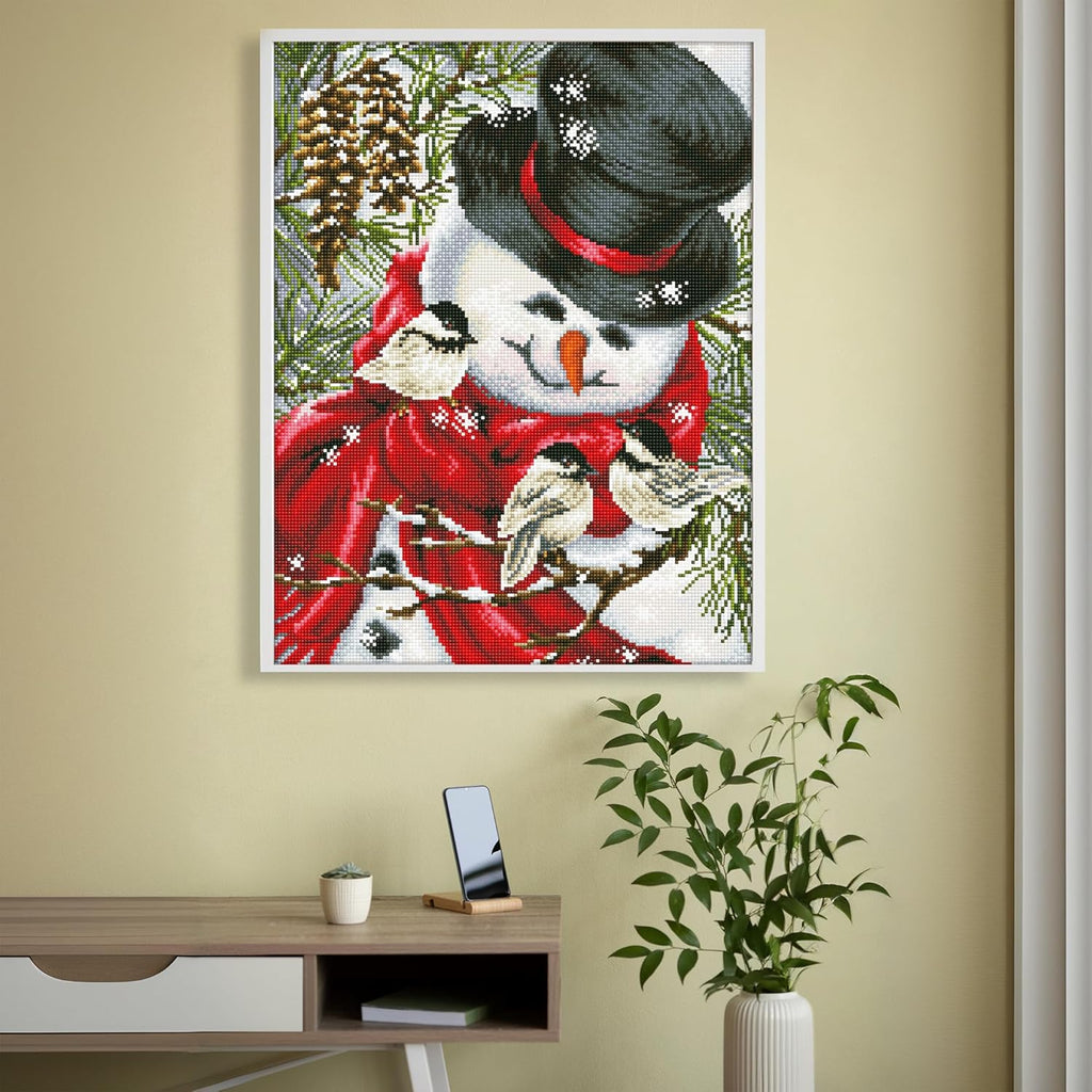 DIAMON DOT M Littl Friend Snowma Diamon Paintin Kit fo Adult Diamon Ar Kit Relaxin Creativ Craf Ki wit Dot Gem 22.4inchx16.5inch