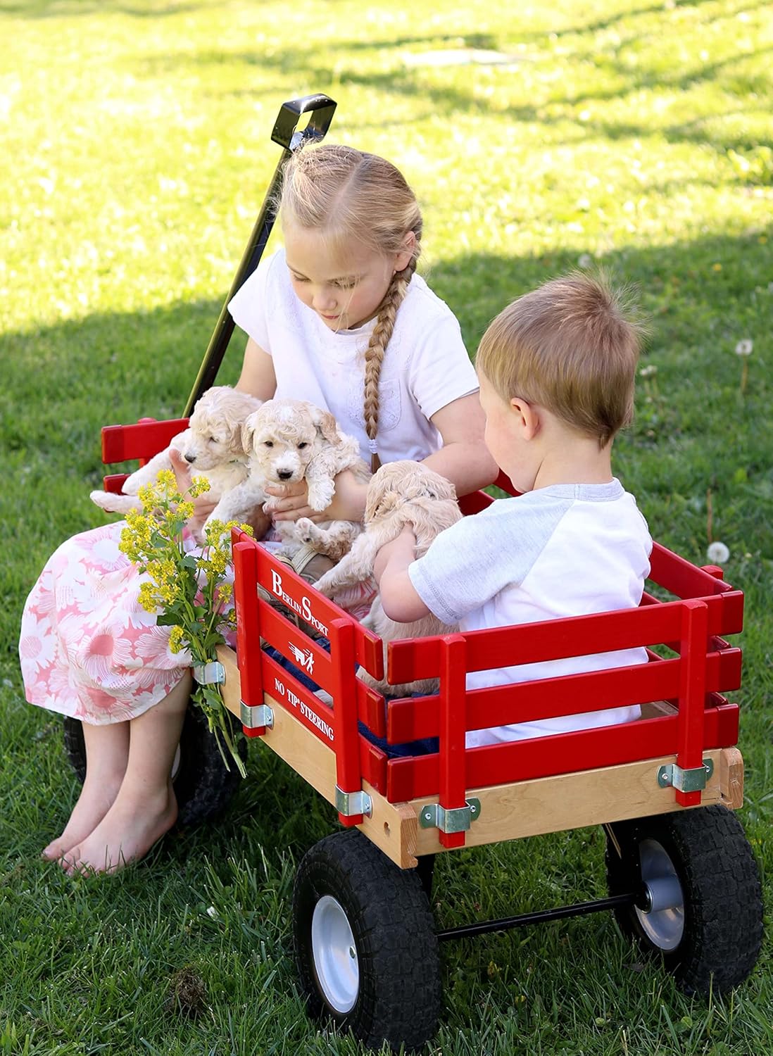 Berlin Flyer Sport Kid's Wagon - Model F410 - Amish Made in Ohio, USA - 10inch No-Flat Tires (Red)