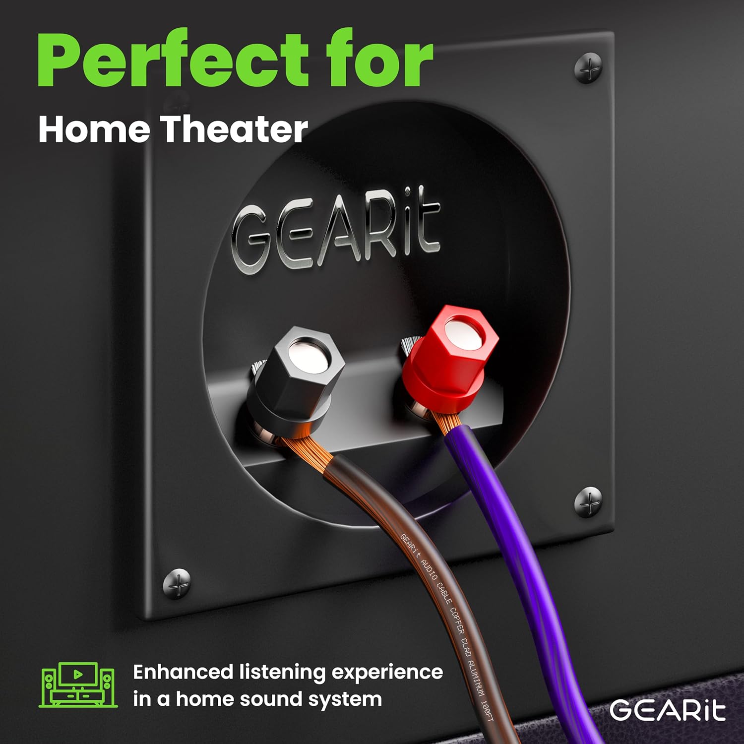 GEARit Pro Series 18AWG Speaker Wire, 18 Gauge Speaker Wire Cable (100 Feet / 30 Meters) Great Use for Home Theater Speakers and Car Speakers, Transparent Black/Purple