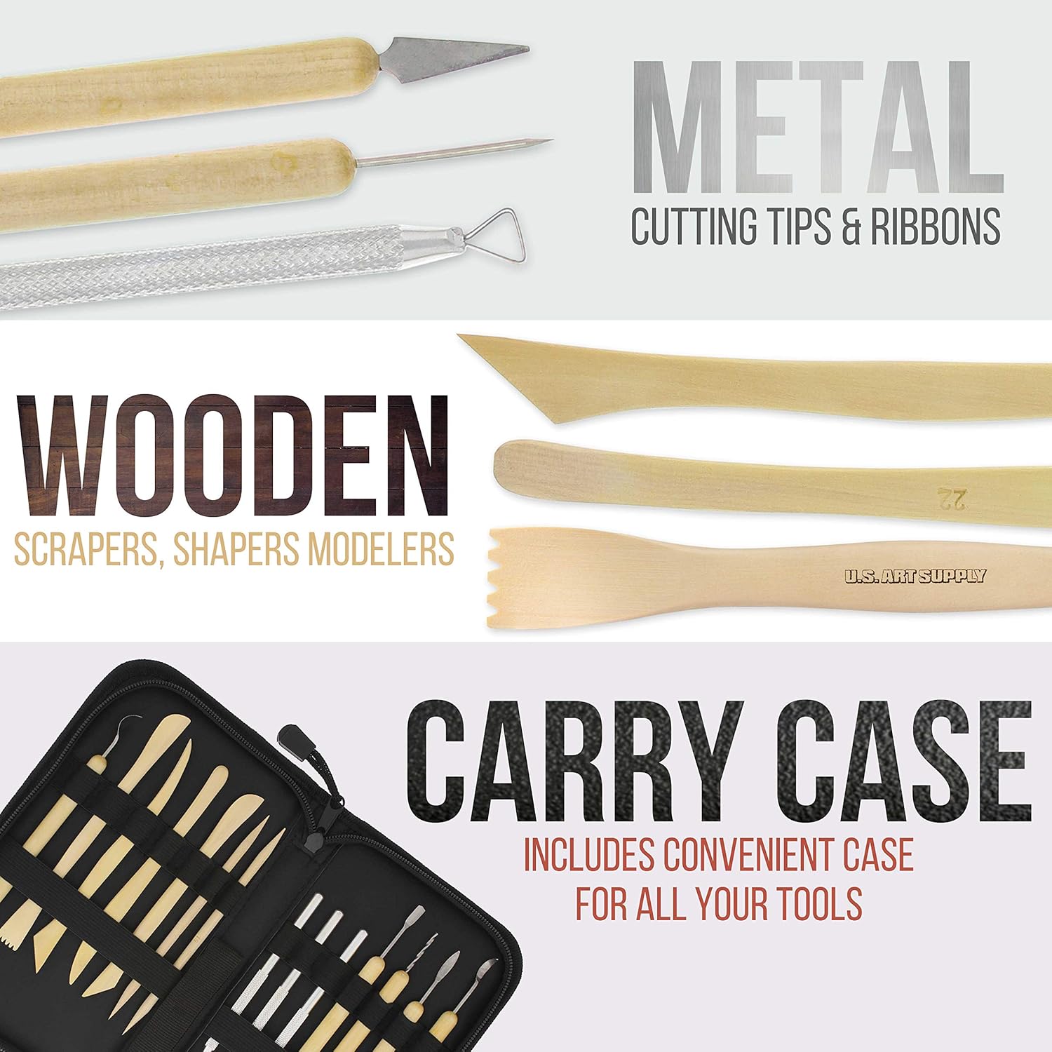 U.S. Art Supply Pottery & Clay Tools Set (14-Piece) - Includes Pottery Tools, Canvas Case for Sculpting, Ceramics, and Easy Storage & Transport