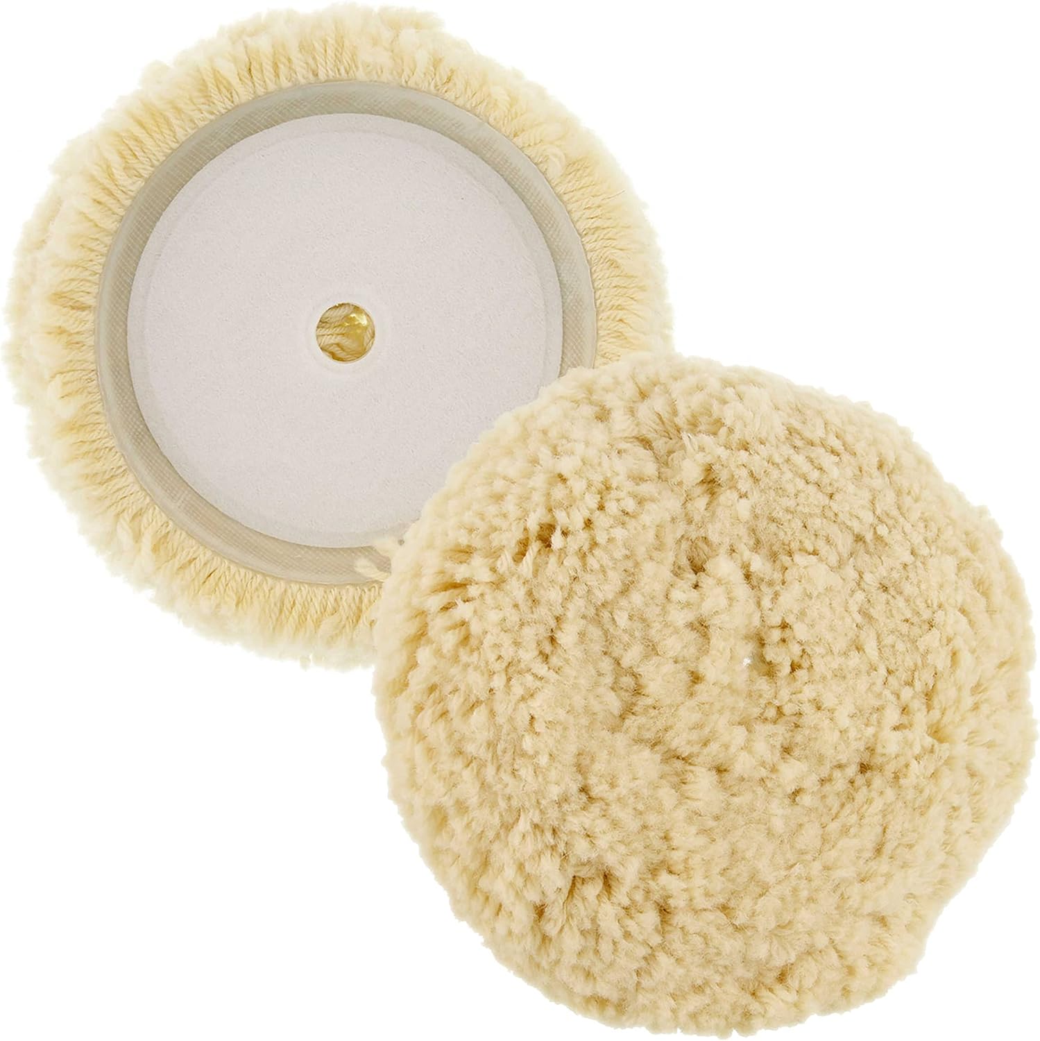 TCP Global 8inch 100% Wool Polishing & Buffing Pad with Hook and Loop Backing - Wool Buffing Pad for Automotive, Marine, Truck, RV & Compound Cutting
