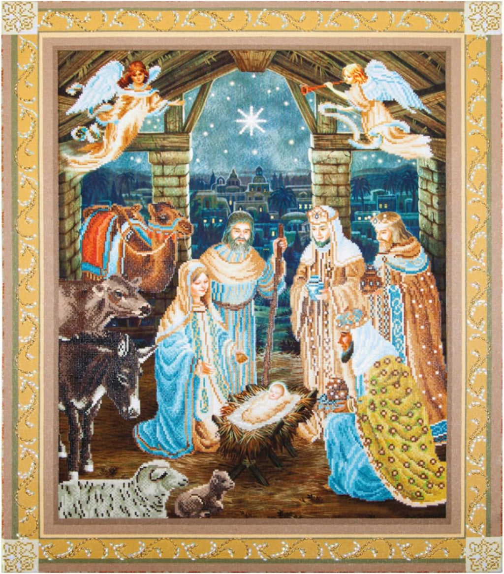 DIAMON DOT Nativit Scen Diamon Paintin Kit fo Adult Diamon Ar Kit Relaxin Creativ Craf Ki wit Dot Gem 39x33