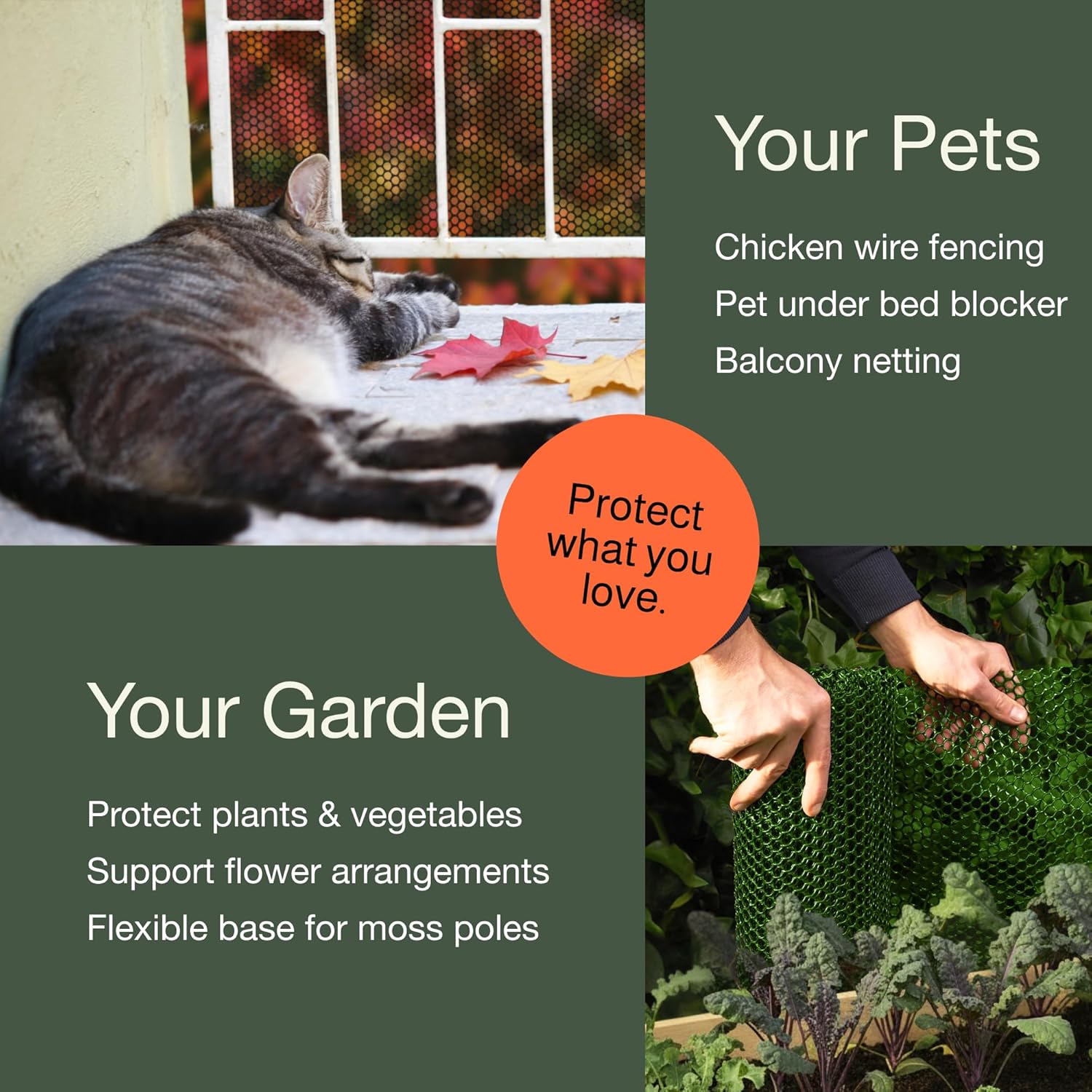 MaPorch Plastic Chicken Wire Mesh Fence - Black Mesh, 15.7 in x 10 ft - Quick-Install Chicken Wire Fencing - Plant Protectors from Animals - Weather Resistant Garden Netting - Pet & Poultry Netting