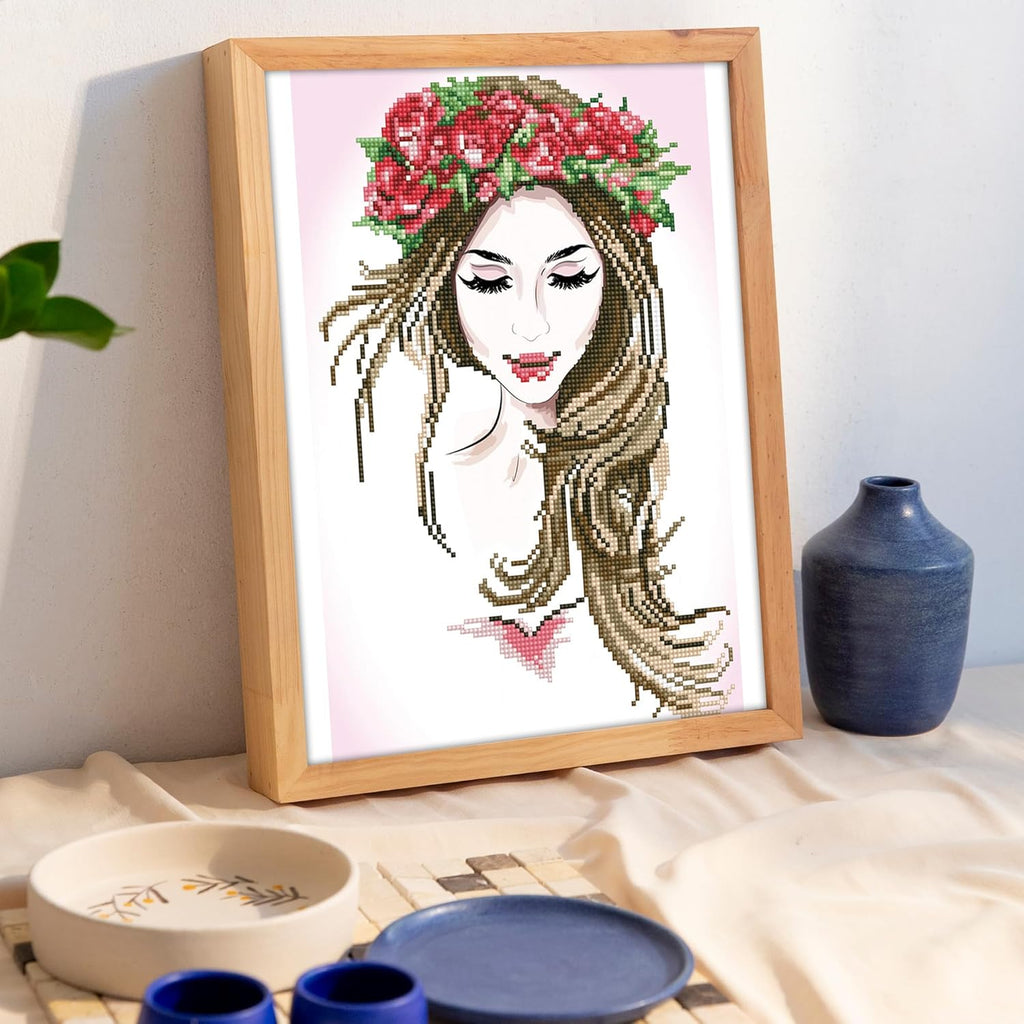 DIAMON DOT Garlan Beaut Diamon Paintin Kit fo Adult Diamon Ar Kit Relaxin Creativ Craf Ki wit Dot Gem 16inchx11inch