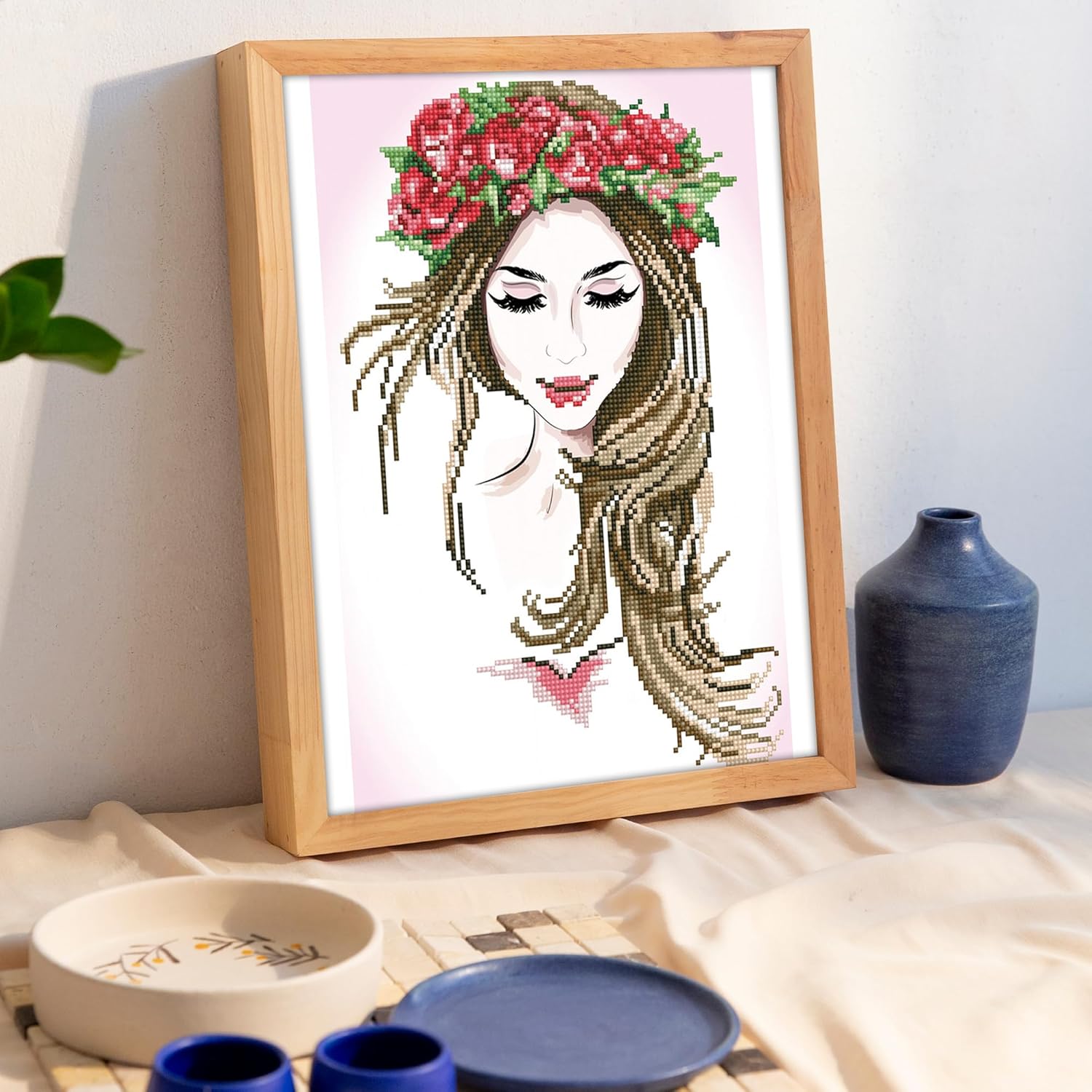 DIAMON DOT Garlan Beaut Diamon Paintin Kit fo Adult Diamon Ar Kit Relaxin Creativ Craf Ki wit Dot Gem 16inchx11inch
