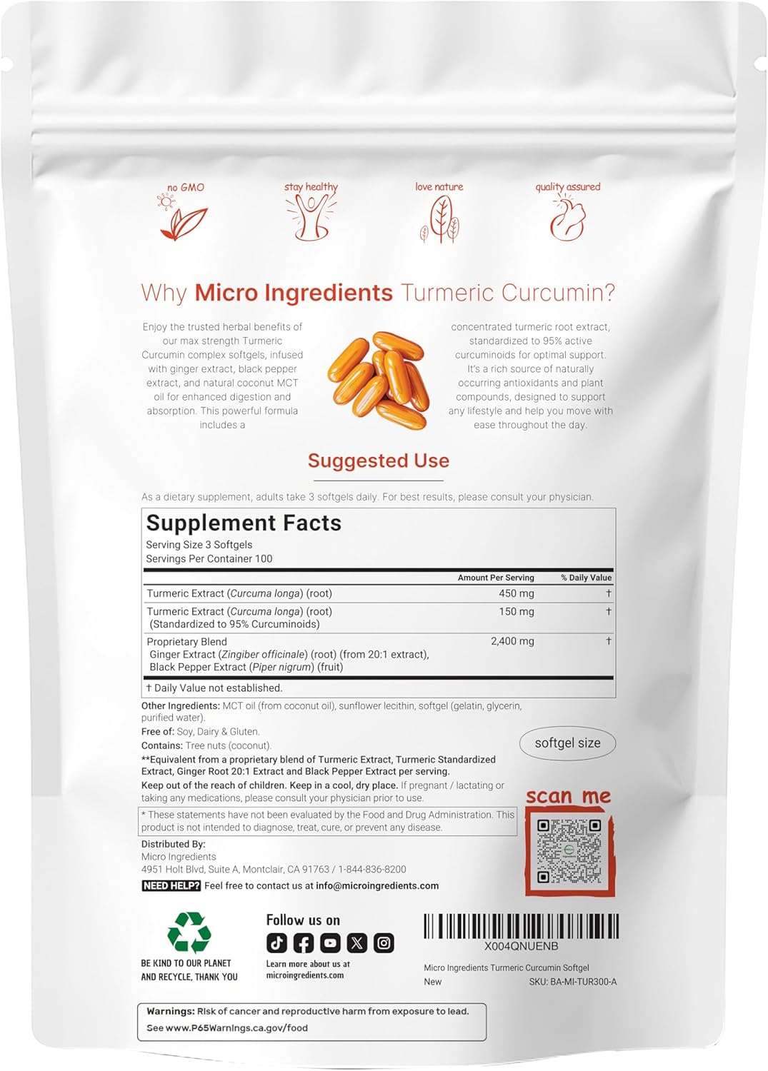 Turmeri Curcumi Supplemen wit Blac Peppe Ginge 3,000mg 30 Softgel wit MC Oi fo Bette Absorptio 95 Curcuminoid Non-GMO
