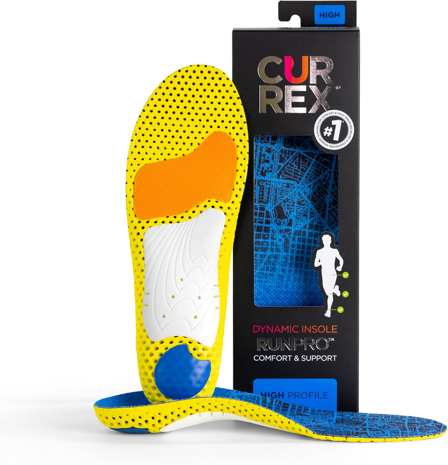 Currex Runpro Insoles for Running Shoes ¨C Arch Support Inserts to Help Prevent Injuries Boost Performance ¨C Men Women ¨C High Arch, Small