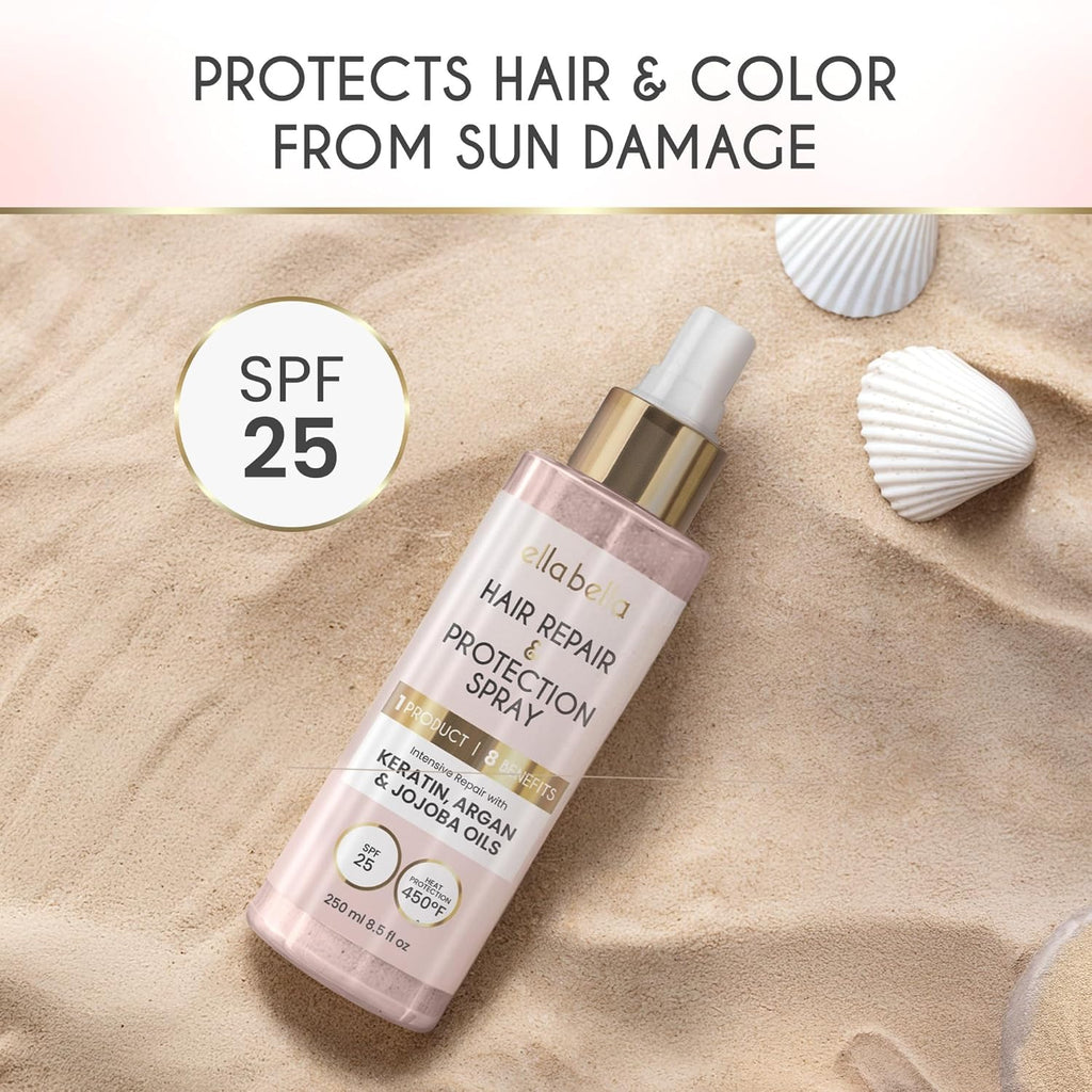 ELLA BELLA️ All-in-1 Heat Protectant Spray for Hair • Repair, Protect, and Nourish with UV Shield • Cruelty-Free Formula with Argan Oil, Jojoba, and Keratin • Professional Hair Heat Protection Spray