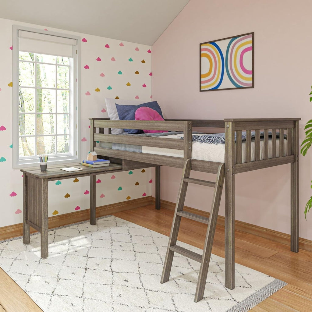 Ma Lil Lo Lof Bed Twi Be Fram Fo Kid Wit Pull-Ou Desk Clay