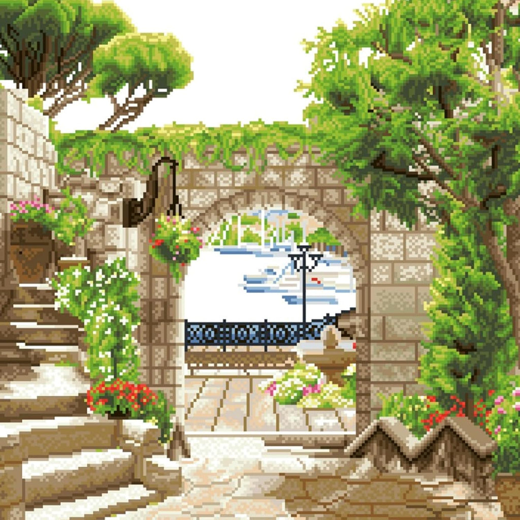 DIAMON DOT Mediterranea Strol Landscap Diamon Paintin Kit fo Adult Diamon Ar Kit Relaxin Creativ Craf Ki wit Dot Gem 20.3inchx20.3inch