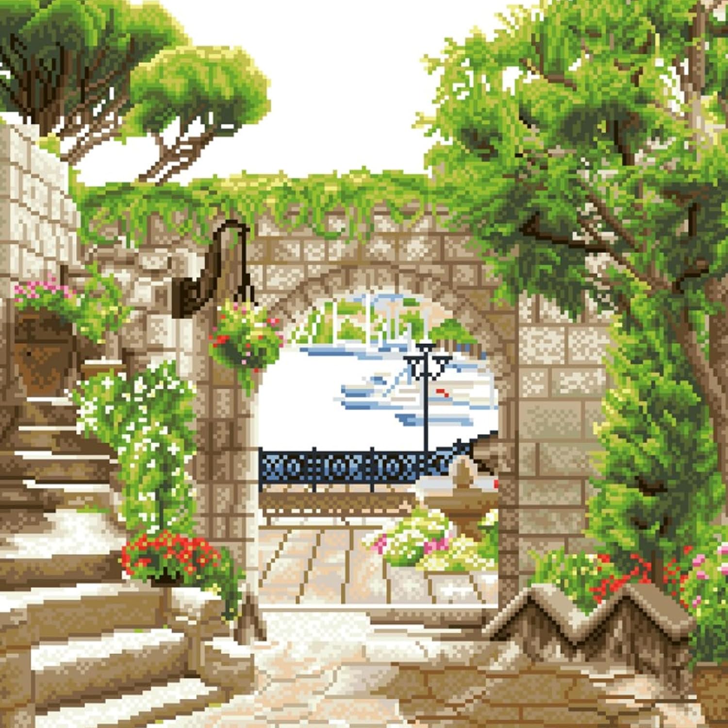 DIAMON DOT Mediterranea Strol Landscap Diamon Paintin Kit fo Adult Diamon Ar Kit Relaxin Creativ Craf Ki wit Dot Gem 20.3inchx20.3inch