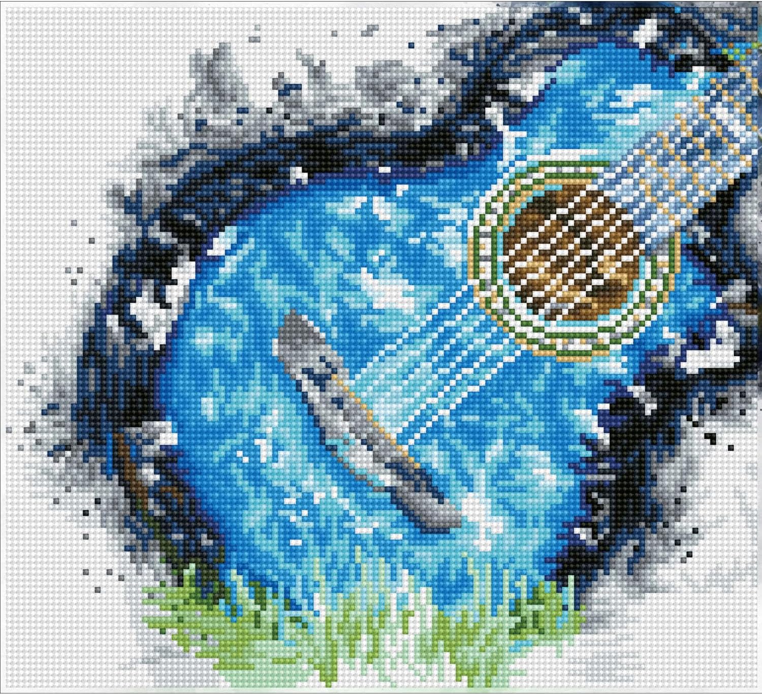 DIAMON DOT Blu Gras Musi Diamon Paintin Kit fo Adult Diamon Ar Kit Relaxin Creativ Craf Ki wit Dot Gem 12.2inchx13.4inch