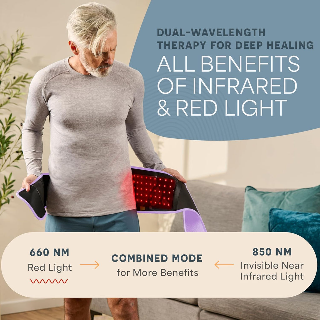 Lifepro Red Light Therapy Belt ¨C Infrared Red Light Therapy for Body, Back Pain and Shoulder - 660nm & 850nm Near Infrared Heating Pad ¨C Adjustable & Portable for Wellness & Relaxation