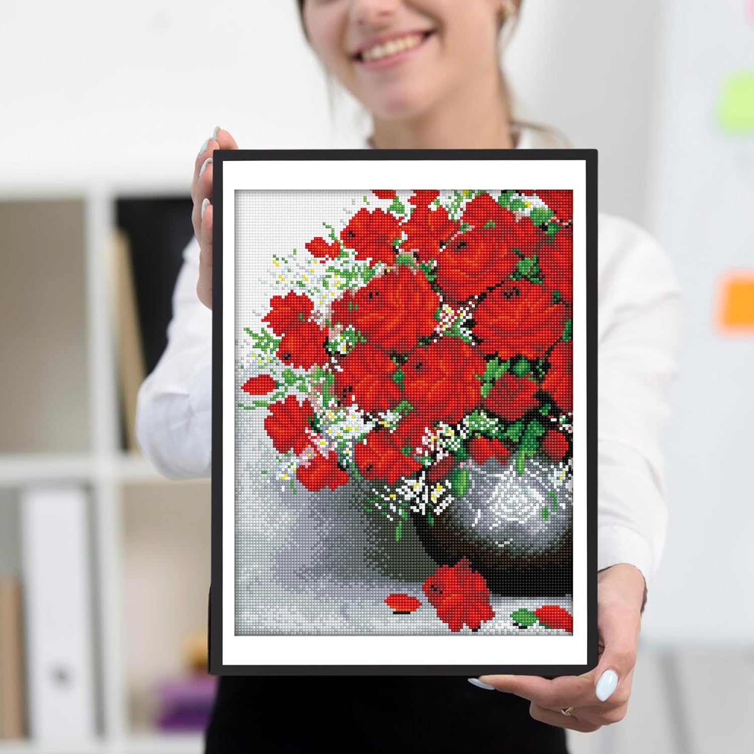 DIAMON DOT Classi Arrangemen Flower Diamon Paintin Kit fo Adult Diamon Ar Kit Relaxin Creativ Craf Ki wit Dot Gem 16.1inchx12.2inch