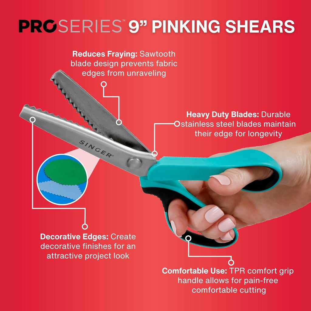 SINGE ProSerie 9inc Pinkin Shear Heavy-Dut Stainles Stee Zigza Cu fo No-Fra Fabric Sewin Craf Edging