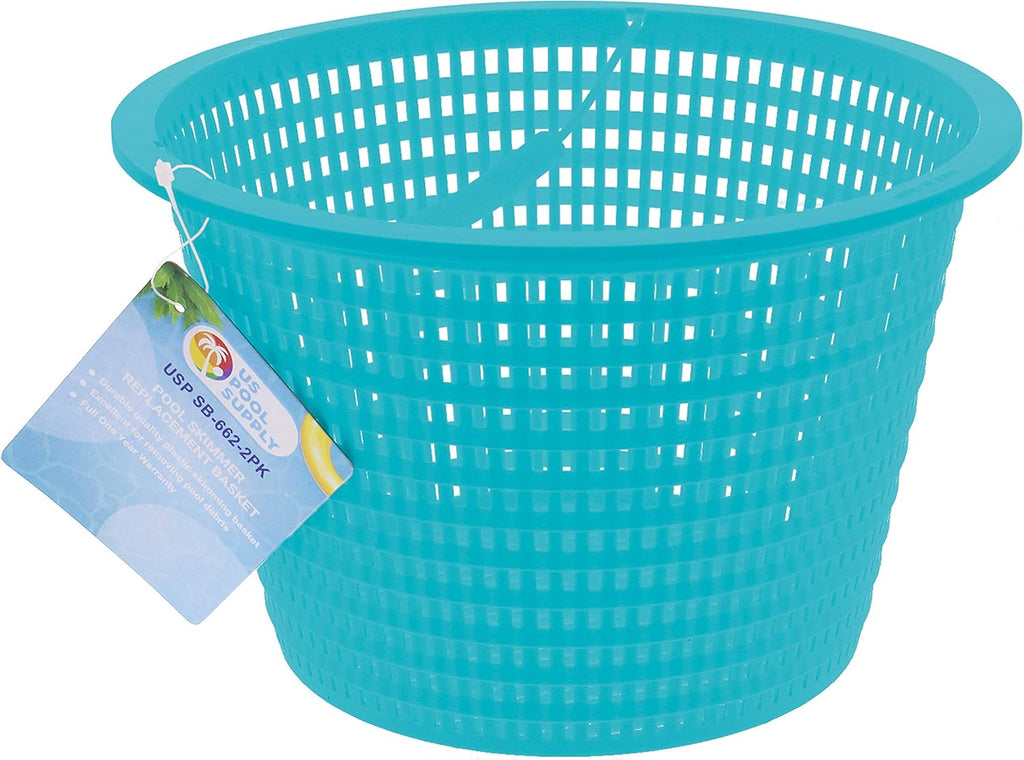 U.S. Pool Supply Swimming Pool Plastic Skimmer Replacement Basket (Set of 2) - Skimmer Basket for Inground Pool, Skim Filter Remove Leaves and Debris - 8inch Top, 5.5inch Bottom, 5inch Deep - Not Weighted