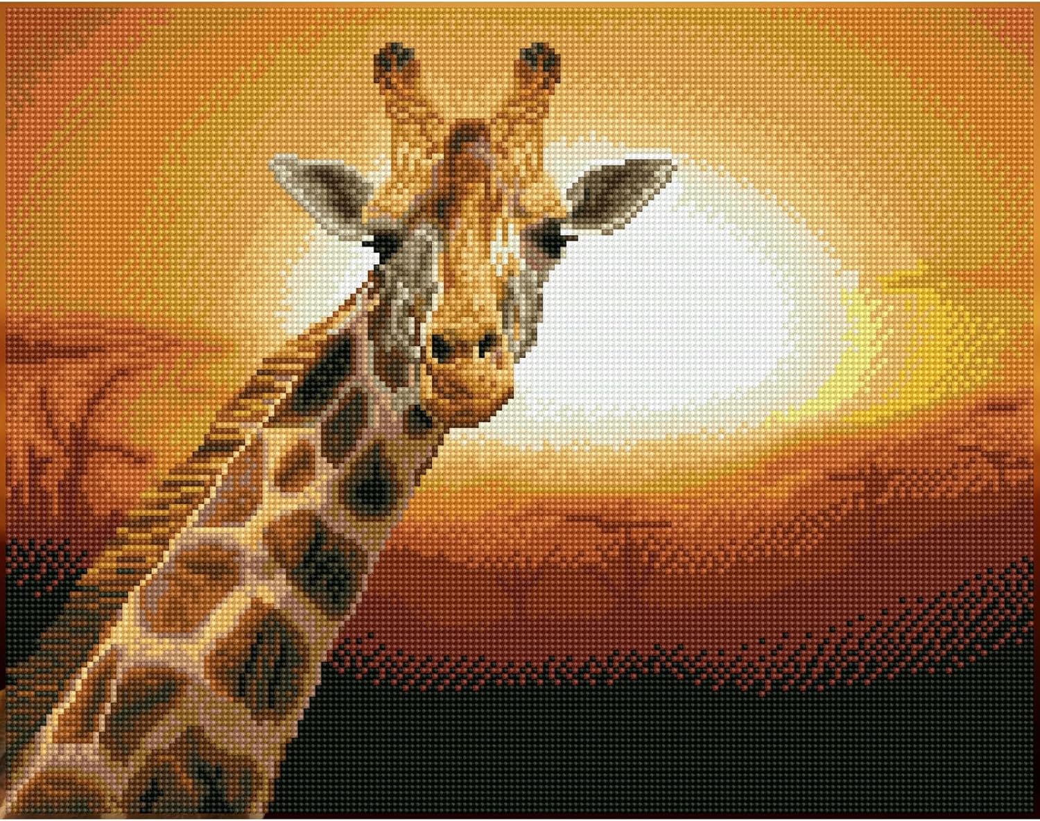 DIAMON DOT Sunse Giraff Ambosel Nationa Park Keny Diamon Paintin Kit fo Adult Diamon Ar Kit Relaxin Creativ Craf Ki wit Dot Gem 18.5x14.6