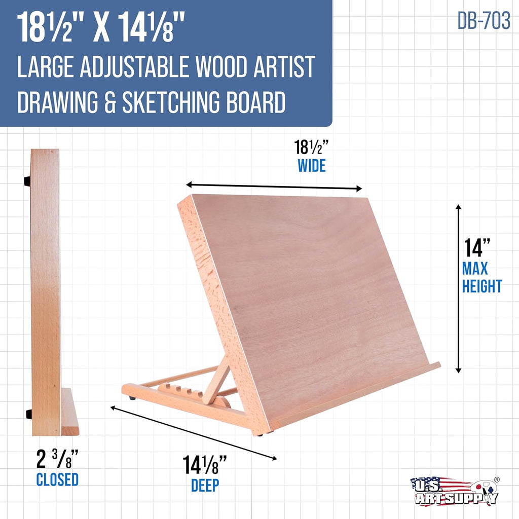 U.S Ar Suppl Larg 18-1/2inc 14-1/8inc (A3 Woode Drawin Board Adjustabl Tabl To Ease fo Paintin an Drawin Draftin Boar wit Angles Penci Ledge