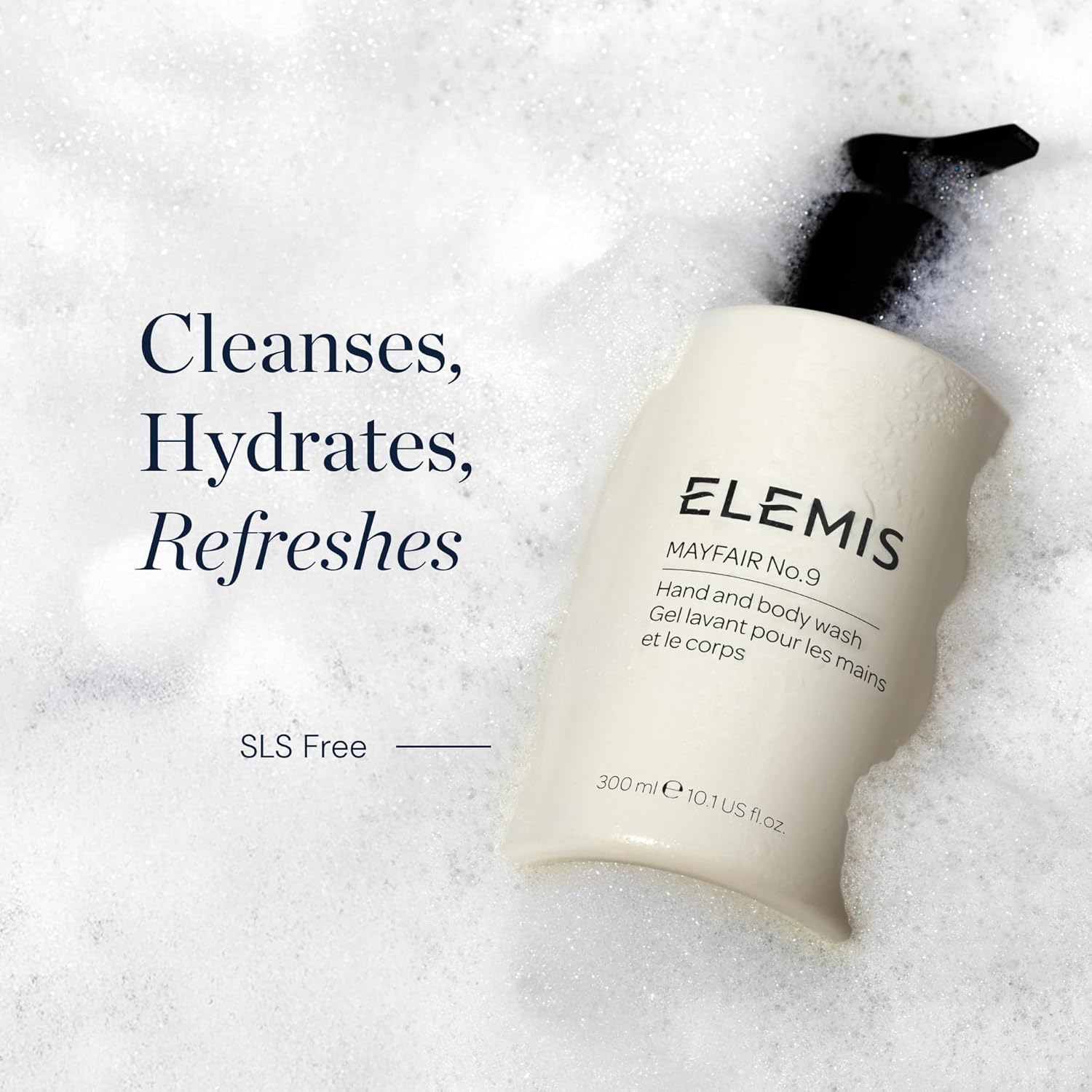 ELEMIS Mayfair No.9 Hand Body Wash, Cleanses, Hydrates, and Refreshes, 95% Biodegradable, PEG- and SLS-Free, Refillable + Recyclable Bottle, 300ml