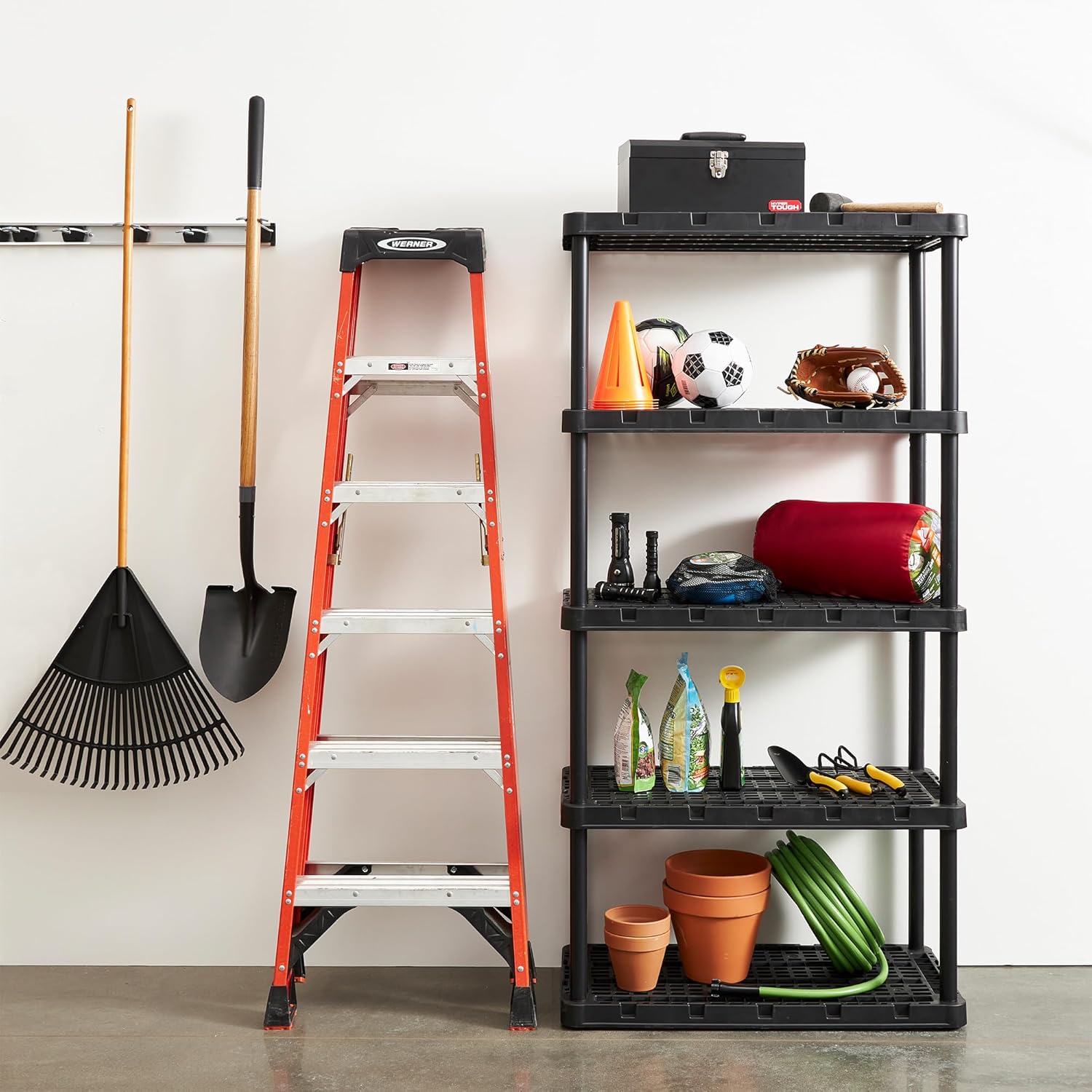 Gracious Living 2-Pack 5 Shelf Unit, Storage Shelves and Rack for Home & Garage, Black - Multipurpose and Heavy-Duty Plastic Shelving Organizer - Ideal for Kitchen, Closet, and Pantry