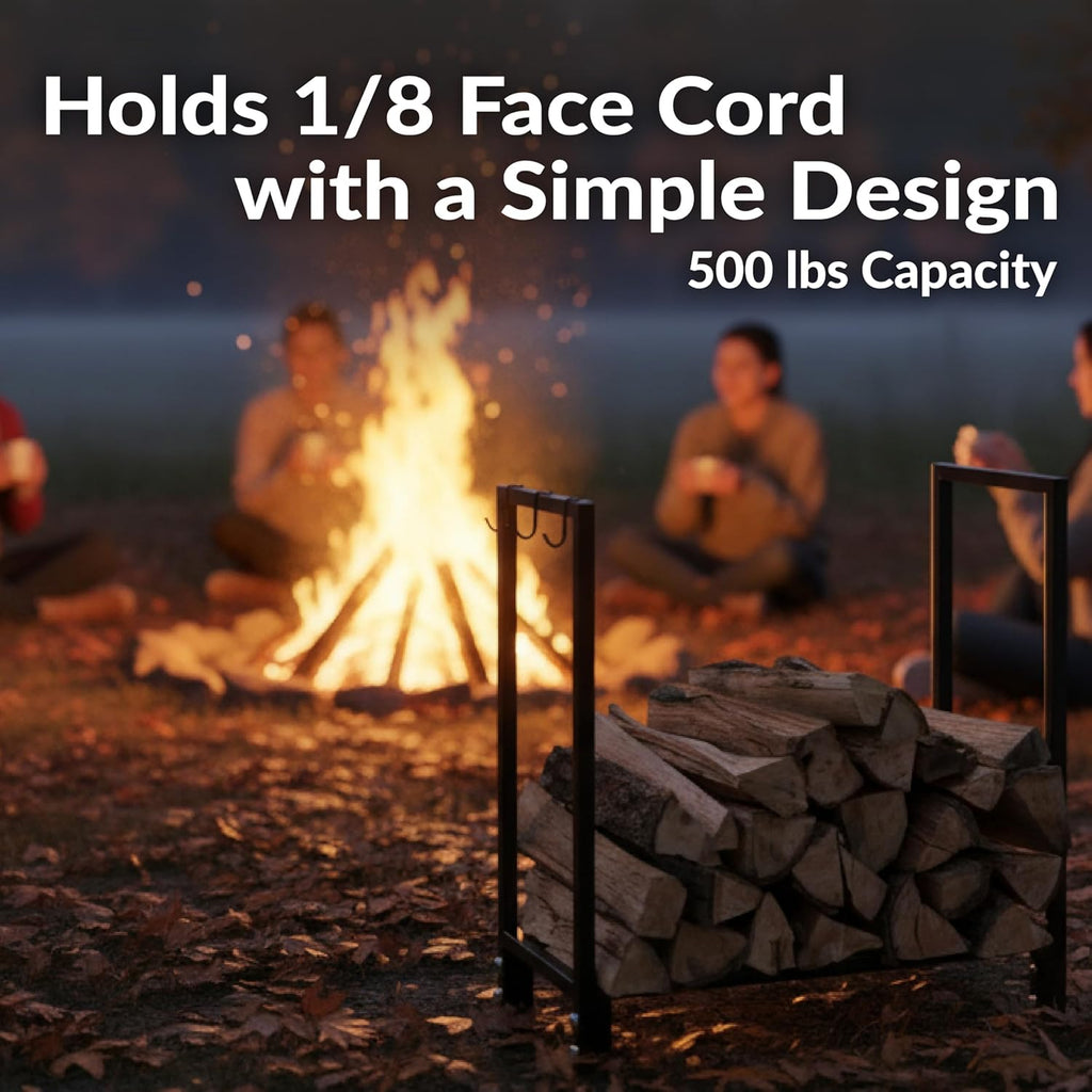 Sunnydaze Outdoor 30-Inch Firewood Log Rack - Small Fireplace or Fire Pit Wood Storage Holder - Black - 500-lb Capacity