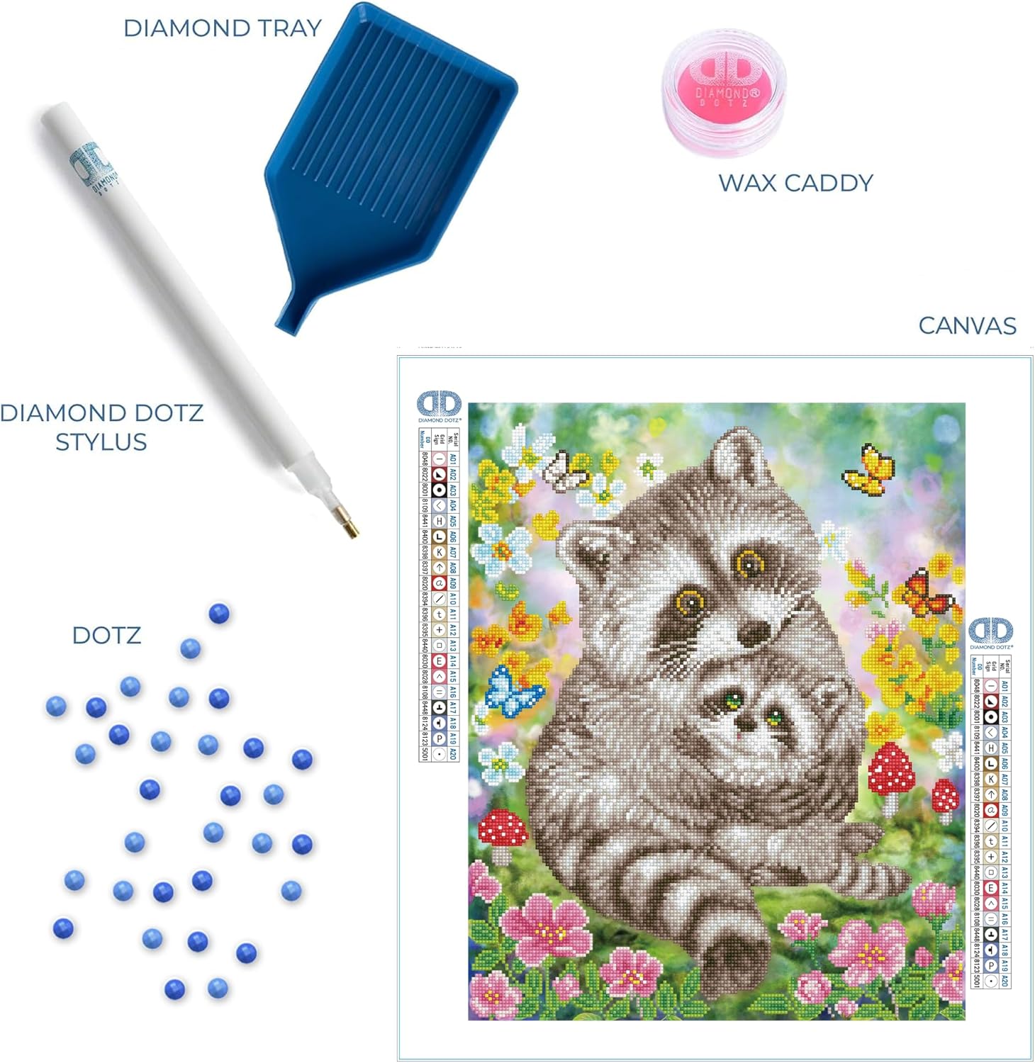 DIAMON DOT Swee Racoon Diamon Paintin Kit fo Adult Diamon Ar Kit Relaxin Creativ Craf Ki wit Dot Gem 16.5x20.5