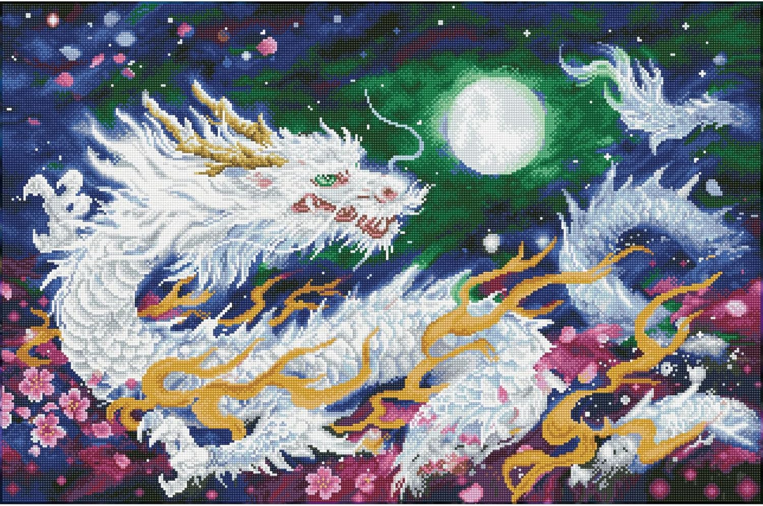 DIAMON DOT Drago Flam Mythica Diamon Paintin Kit fo Adult Diamon Ar Kit Relaxin Creativ Craf Ki wit Dot Gem 35inchx23inch