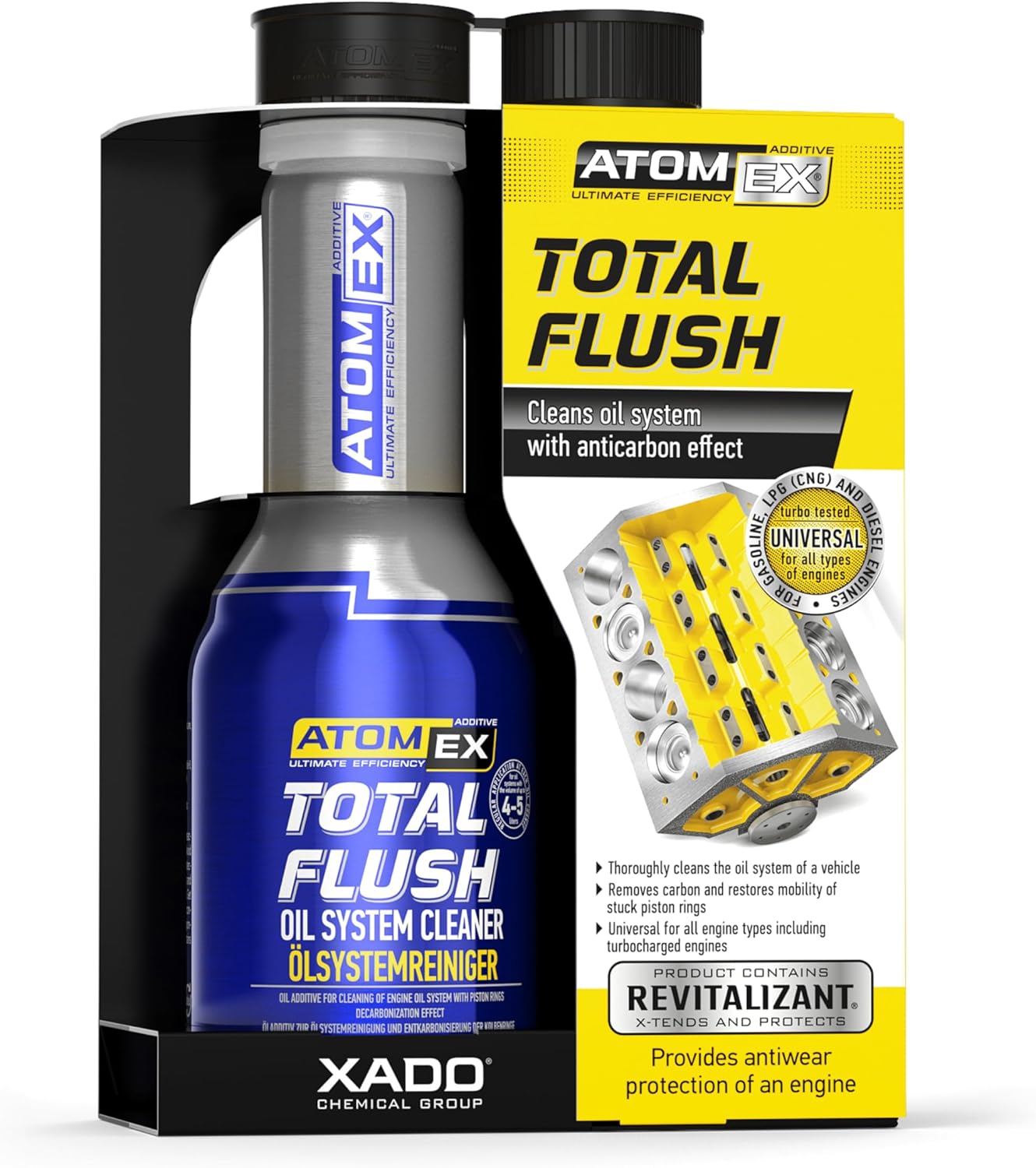 XAD Engin Oi Syste Cleane wit Anti-Carbo Effec Remove Contaminatio Engin Sludg ATOME Tota Flus Revitalizan (Bottle 250ml)