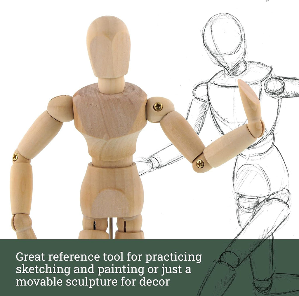 U Ar Suppl Woo Artis Drawin Maniki Articulate Mannequi wit Bas an Flexibl Bod Perfec fo Drawin Th Huma Figur (5inc Male)