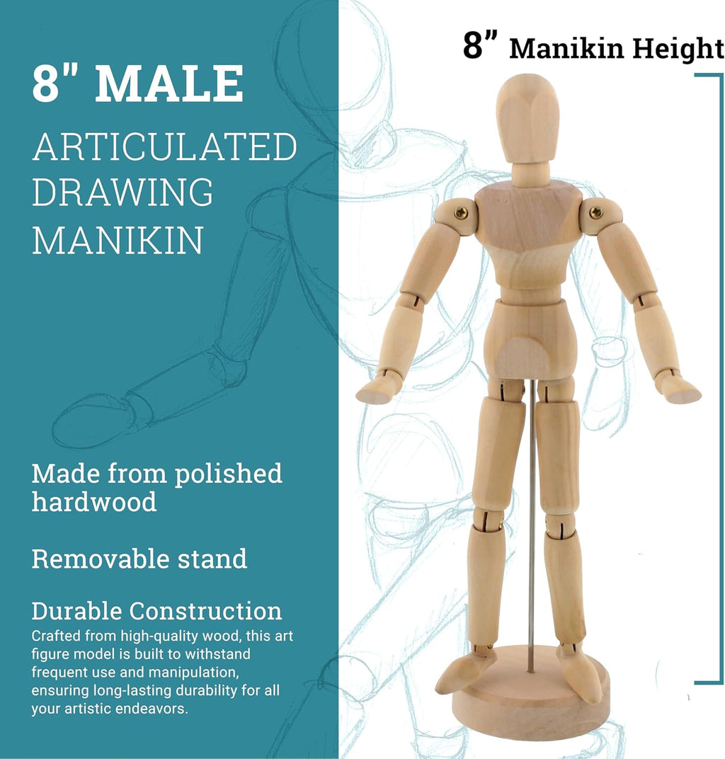 U.S Ar Suppl 8inc Woode Mal Maniki Posabl Figur fo Drawin ( Pack Articulate Mannequi wit Bas an Flexibl Bod fo Drawin Th Huma Figure
