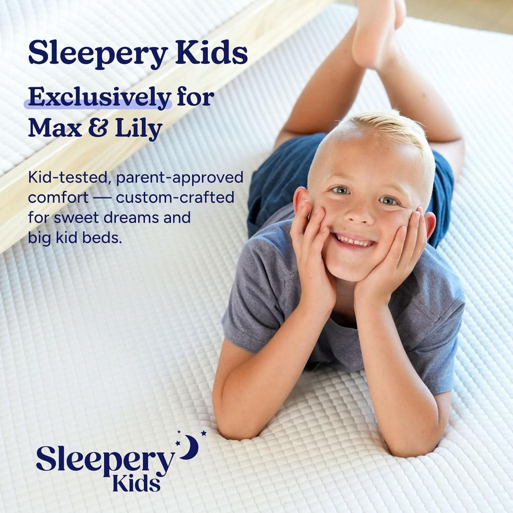 Sleepery Kids for Max & Lily, Two Pack 5 Inch Twin Memory Foam Mattresses with Breathable, Washable Cotton Cover