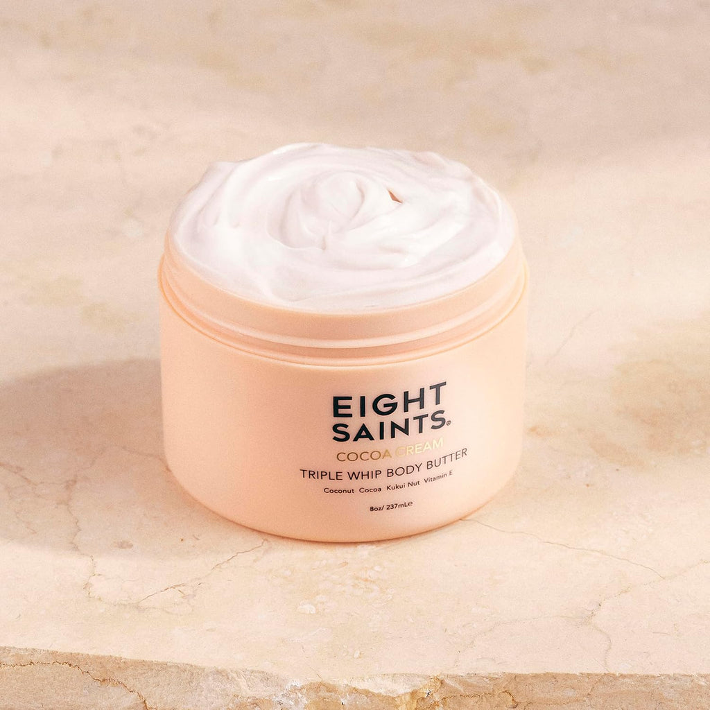 Eigh Saint Coco Crem Bod Butter Natura an Organi Bod Crea Wit Coconu Oi an Cocoa Intens Hydratio an Nourishin Moisturizer Ounces