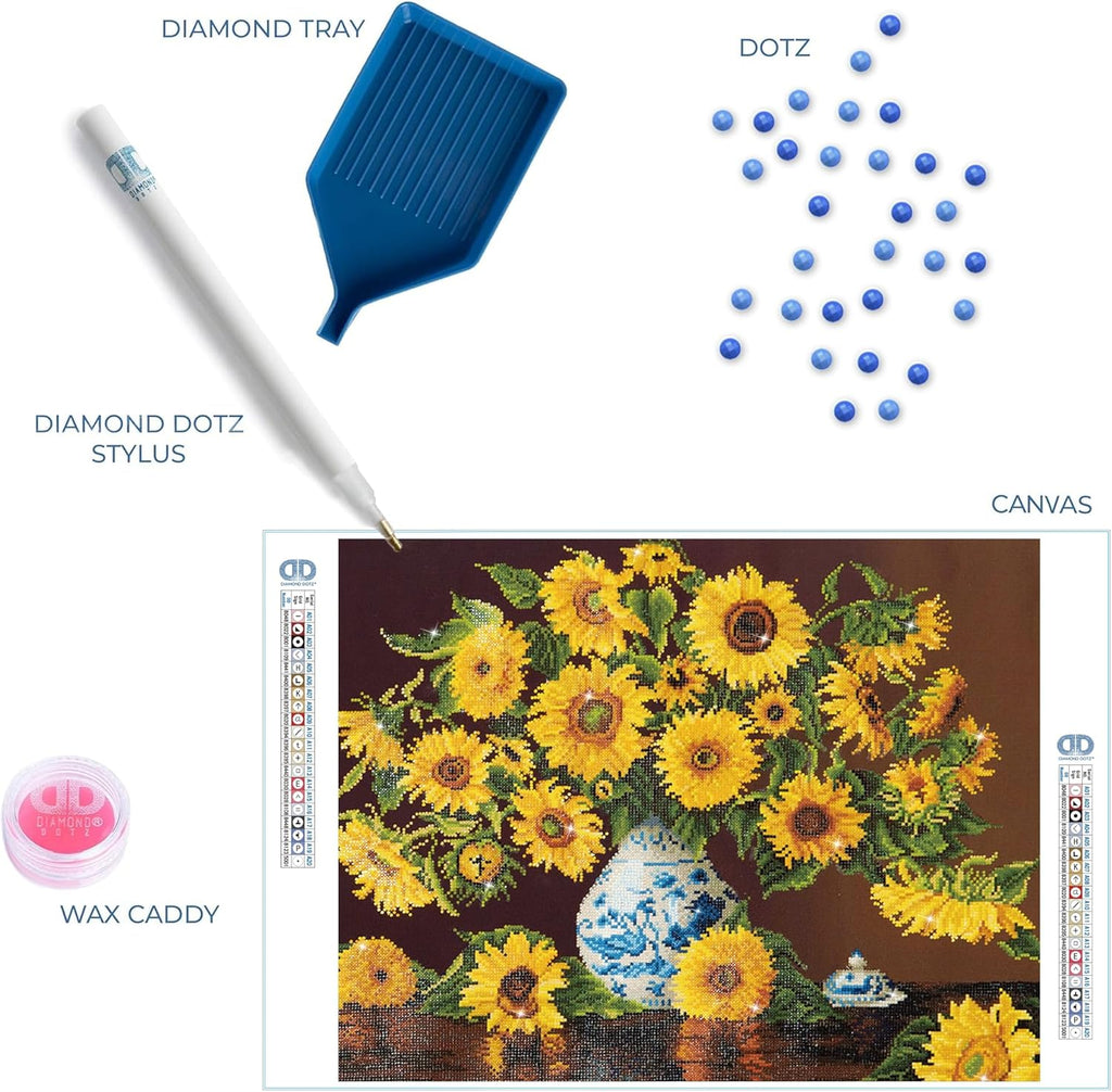 DIAMON DOT Sunflower i Chin Vas Flora Diamon Paintin Kit fo Adult Diamon Ar Kit Relaxin Creativ Craf Ki wit Dot Gem 22inchx28inch