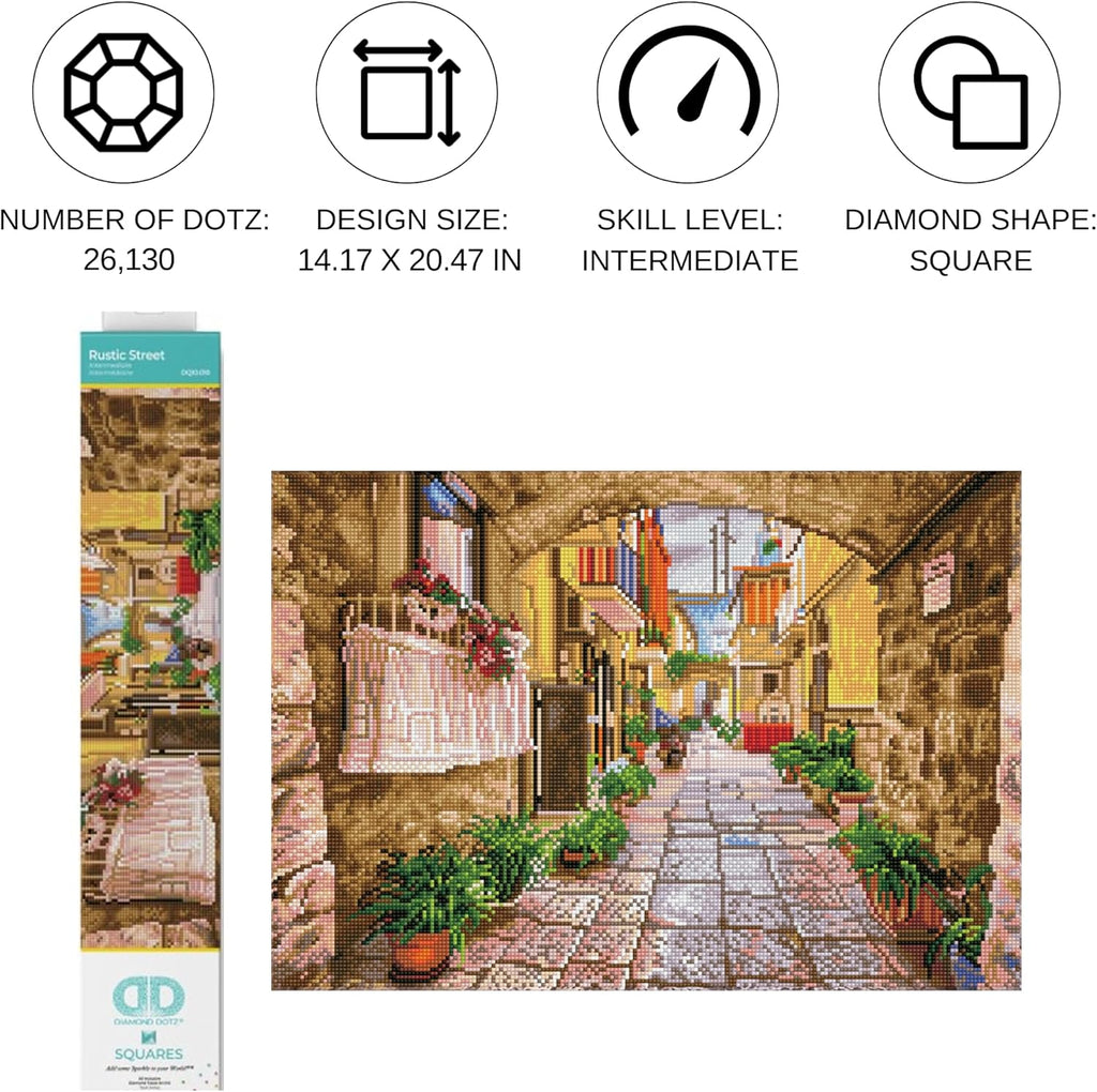 DIAMON DOT Rusti Stree Landscap Diamon Paintin Kit fo Adult Diamon Ar Kit Relaxin Creativ Craf Ki wit Dot Gem 14.2inchx20.5inch