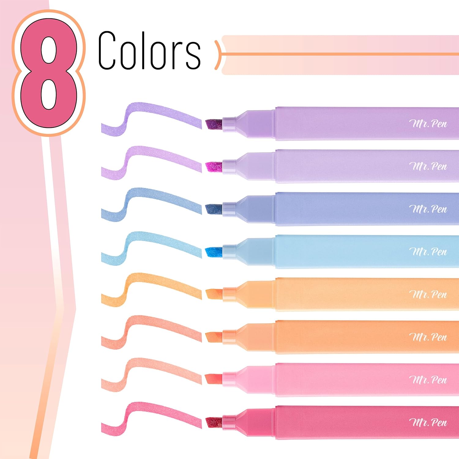 Aesthetic Highlighters, 8 pcs, Chisel Tip, Assorted Colors, No Bleed Bible Highlighter Pastel