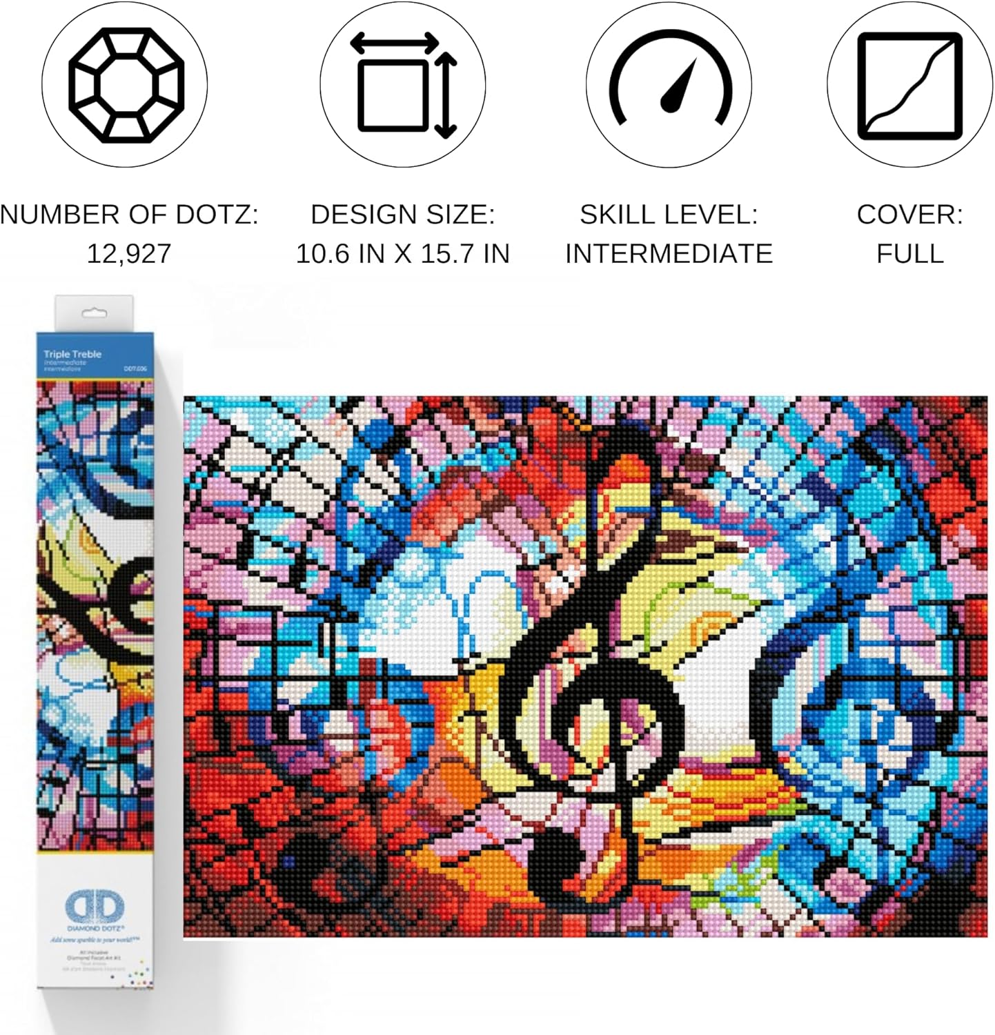 DIAMON DOT Tripl Trebl Musi Diamon Paintin Kit fo Adult Diamon Ar Kit Relaxin Creativ Craf Ki wit Dot Gem 10.6inchx15.7inch