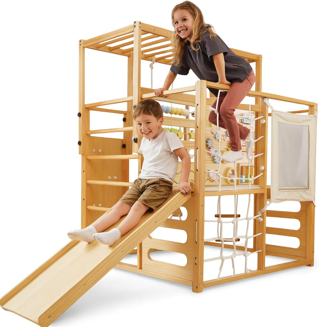 Avenlu Montessor Gy Alpin Woode Jungl Gy wit Indoo Swing Toddle Bab Climbin Toys Roc Wal Perfec fo Activ Fu Skil Development Age 2-8