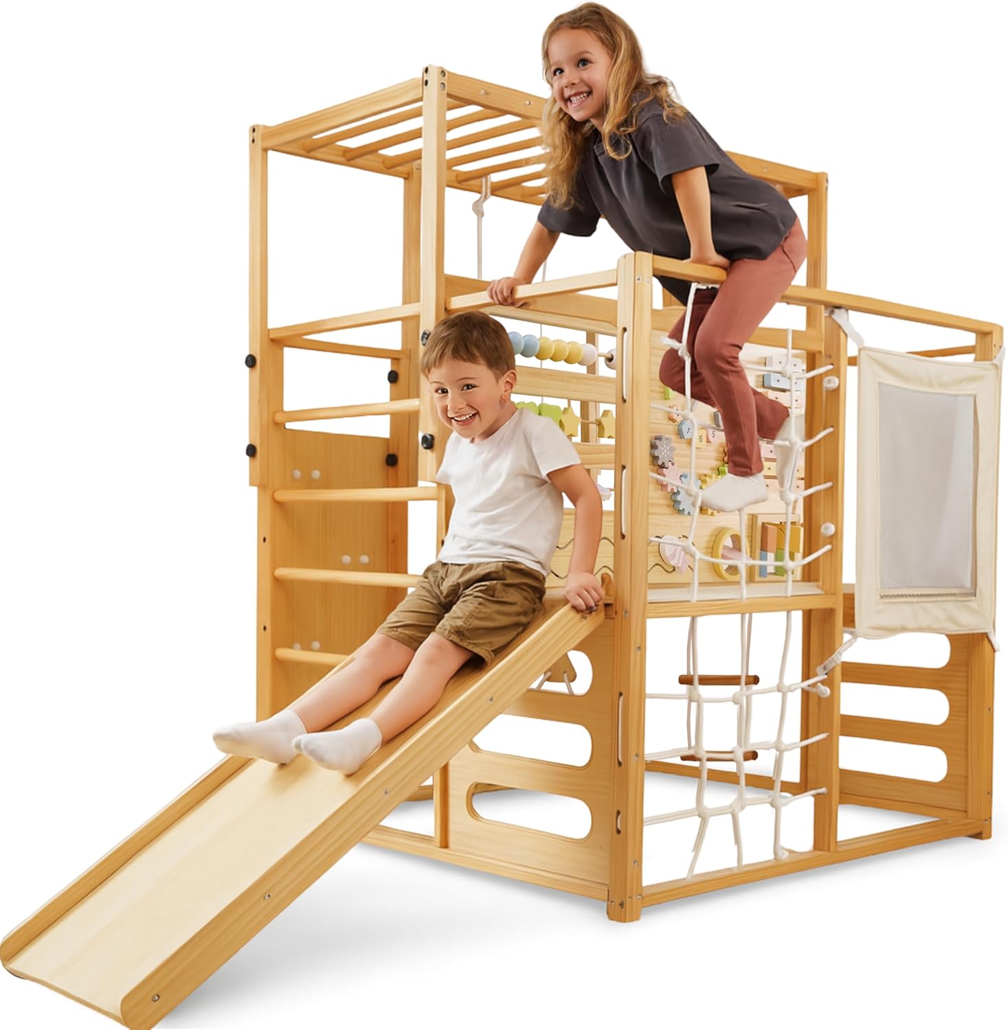 Avenlu Montessor Gy Alpin Woode Jungl Gy wit Indoo Swing Toddle Bab Climbin Toys Roc Wal Perfec fo Activ Fu Skil Development Age 2-8