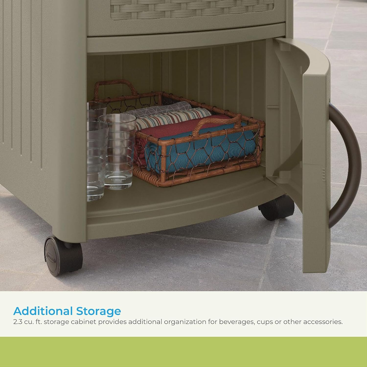 Suncas Resi 7 Quar Wicker-Loo Outdoo Pati Coole wit Wheels Hinge Lid Built-I Storag Baske an Cabine fo Outdoo Entertaining Java