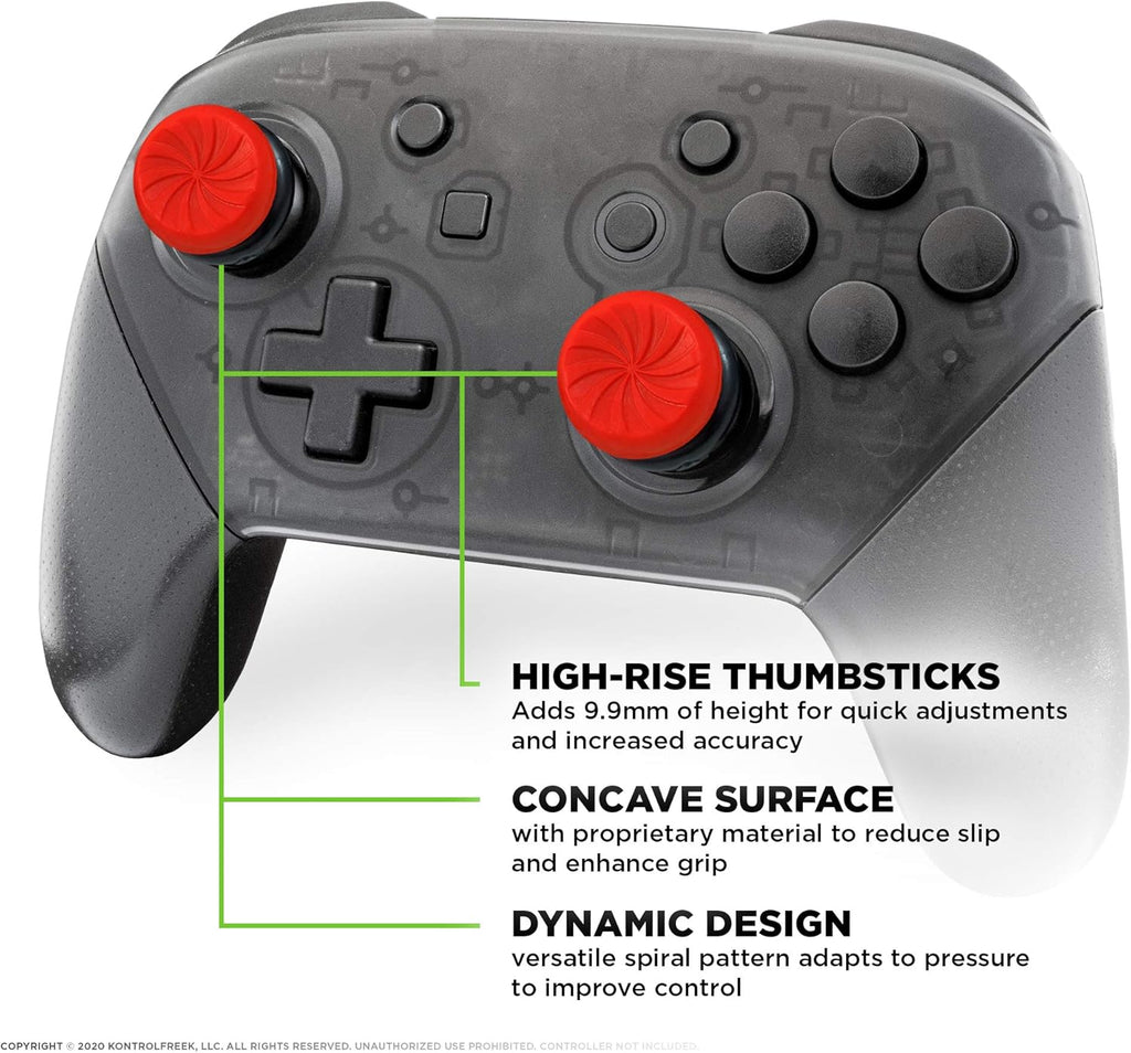 KontrolFree FP Free Infern fo Nintend Switc Pr Controlle Performanc Thumbstick  High-Ris Concav Red