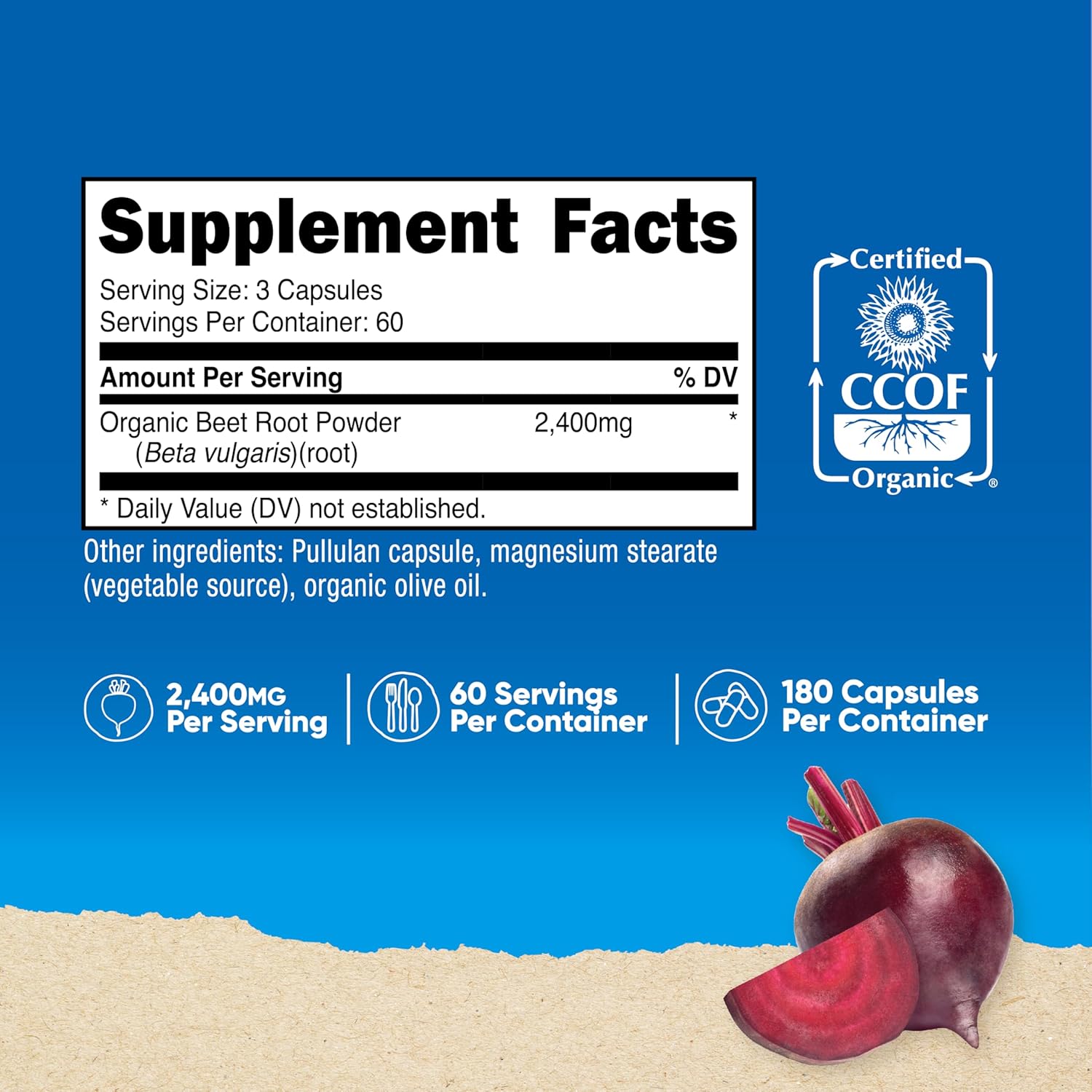 Nutricos Bee Roo 2400mg 18 Capsule CCO Certifie Mad wit Organi Bee Root Superfood 6 Servings