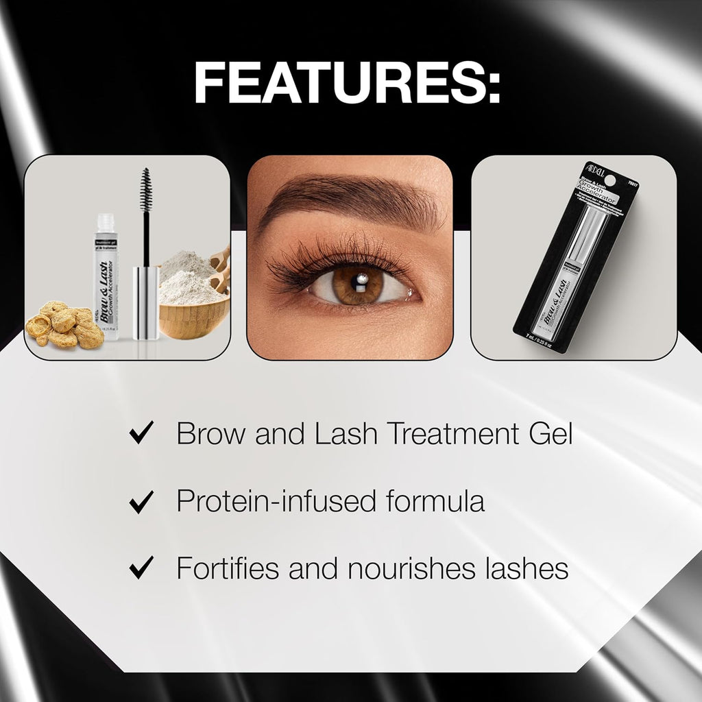 Ardell Brow Lash Growth Serum Accelerator, Eyebrow Conditioner, Strengthening and Nourishing Eyelash Serum for Fuller, Thicker Brows and Lashes, 0.25 fl oz