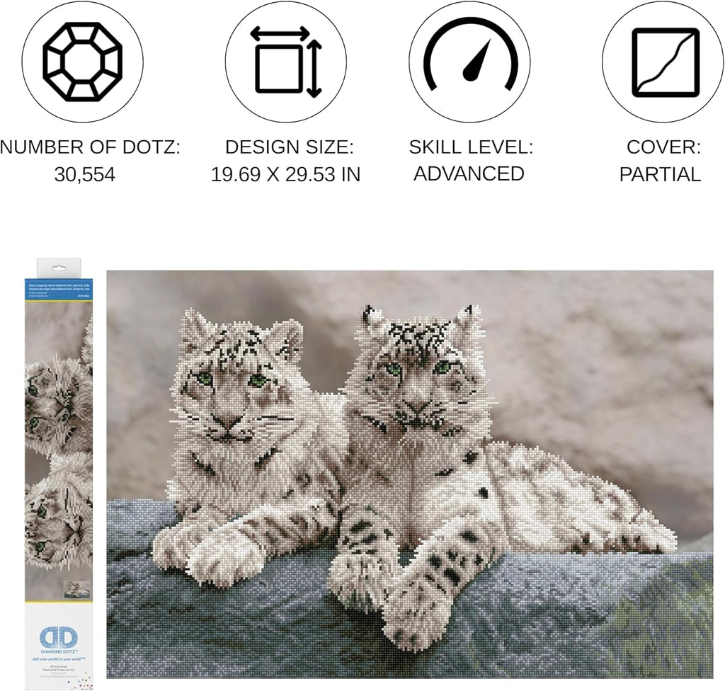 DIAMON DOT Sno Leopard Hemi Nationa Par Kashmi Indi Diamon Paintin Kit fo Adult Diamon Ar Kit Relaxin Creativ Craf Ki wit Dot Gem 19.7inchx29.5inch