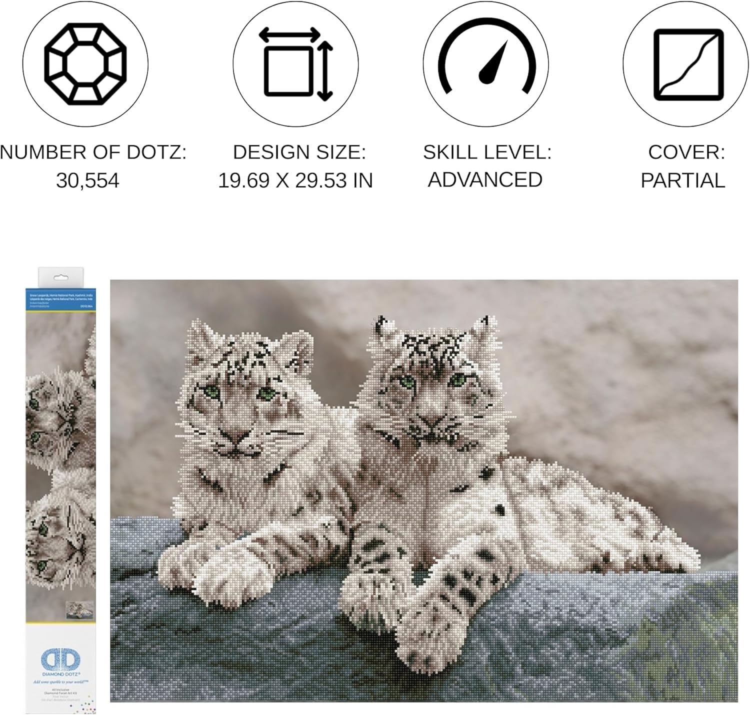 DIAMON DOT Sno Leopard Hemi Nationa Par Kashmi Indi Diamon Paintin Kit fo Adult Diamon Ar Kit Relaxin Creativ Craf Ki wit Dot Gem 19.7inchx29.5inch