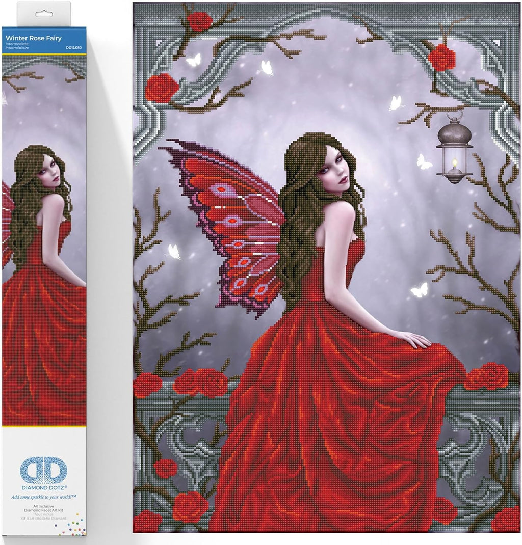 DIAMON DOT Winte Ros Fair Ar Kit Diamon Paintin fo Adults 20.5''x26.8''